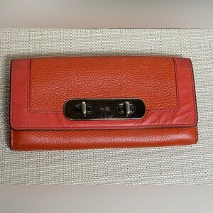 COACH Orange Leather Swagger Wallet